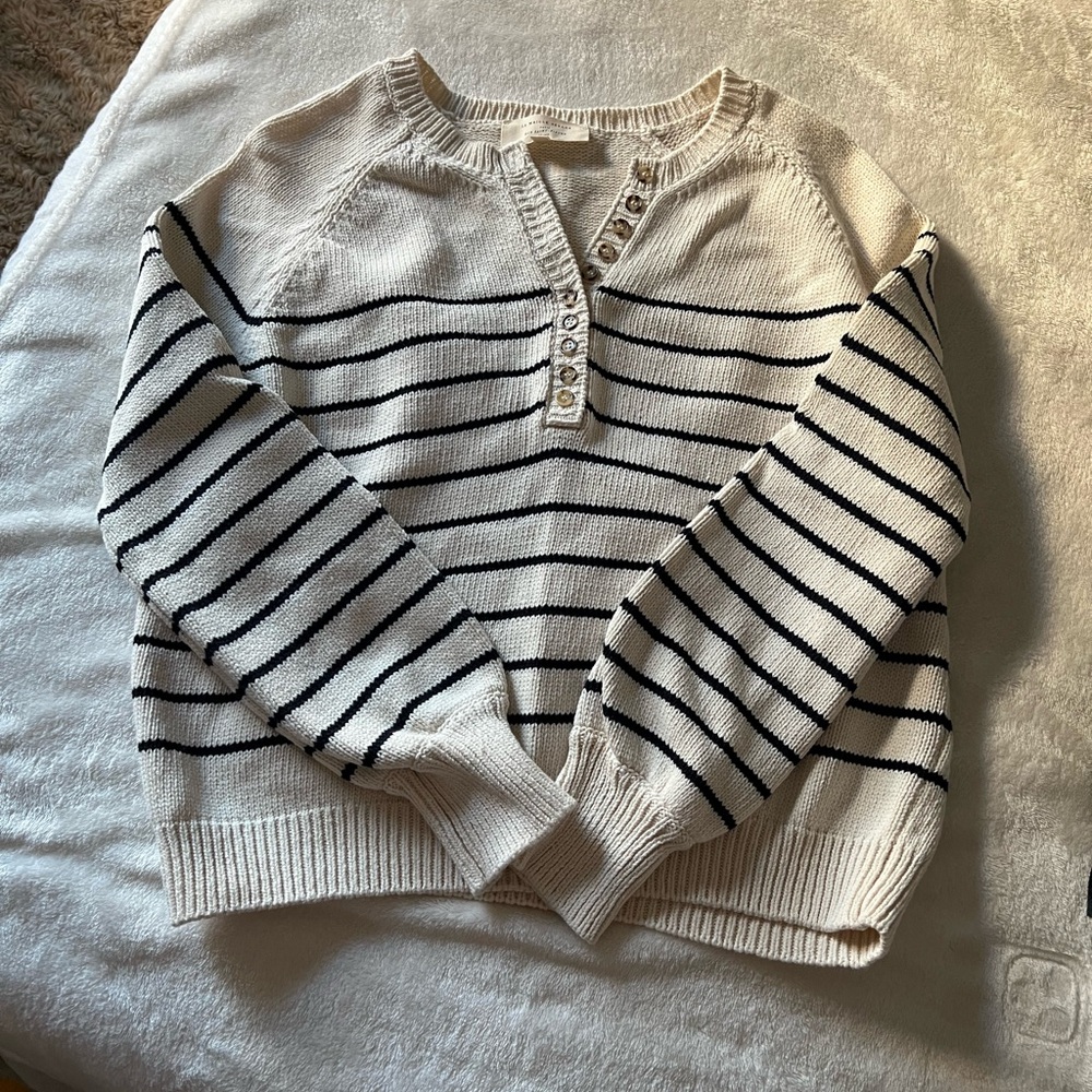 Sezane Leontine Jumper Knitwear Sweater XXS Ecru/Navy